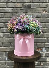 Цветочная композиция из Гипсофила и Розы в шляпной коробке #REPLACE_PRED# Артемовском Свердловской области