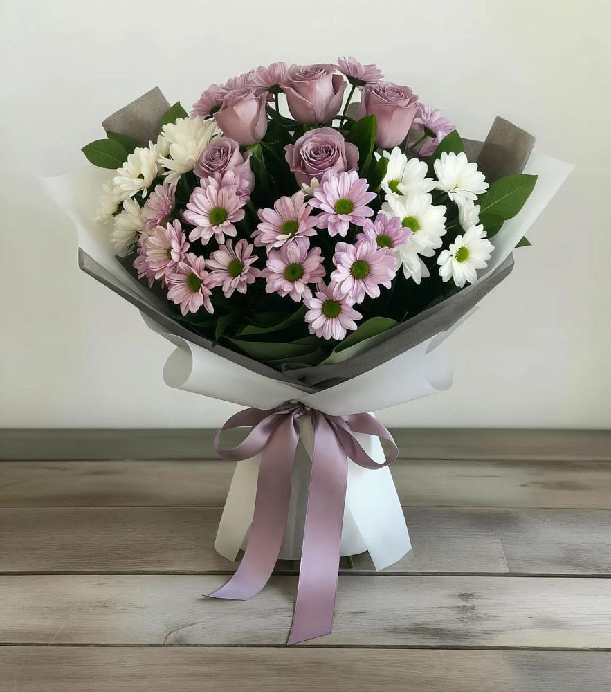 Букет цветов из: Хризантемы и Розы в Артемовском Свердловской области
