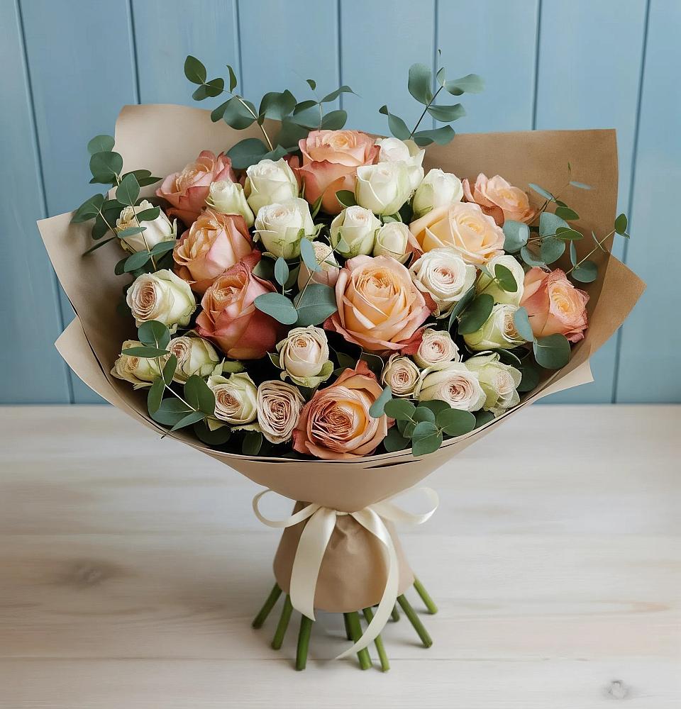 Букет цветов из: Альстромерии и Розы в Артемовском Свердловской области