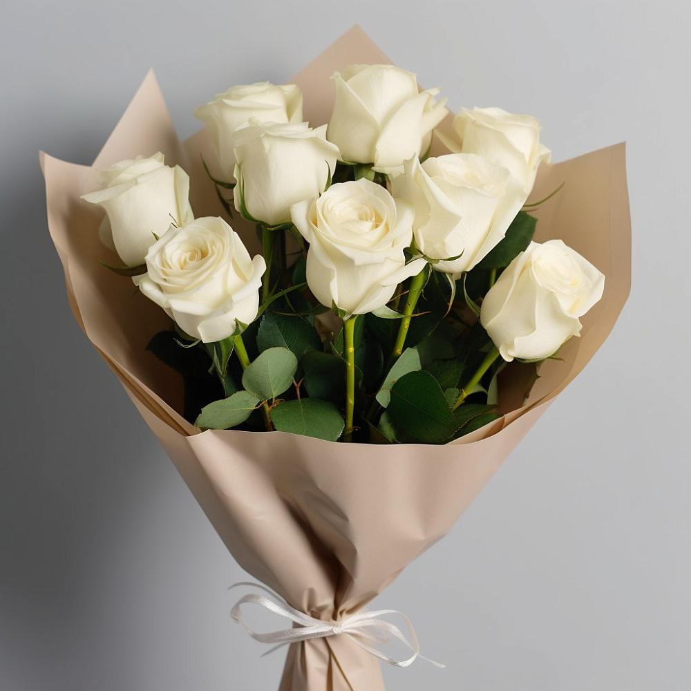 Букет 9 Белых роз Эдлесс Лав в Артемовском Свердловской области