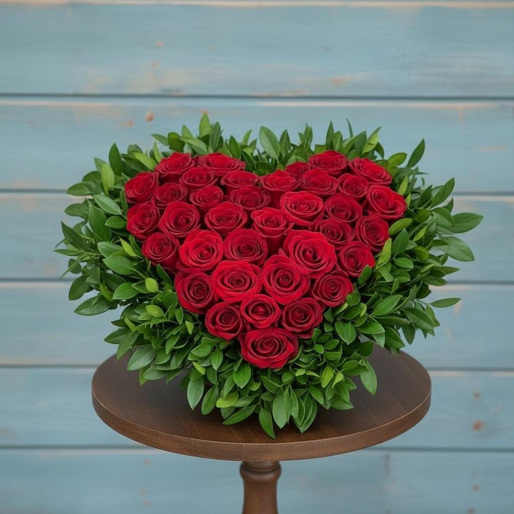 Цветочная композиция из Розы в виде сердца в Артемовском Свердловской области