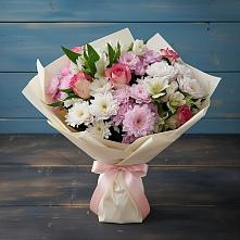 Букет цветов из:  Хризантемы, Альстромерии и Розы в Артемовском Свердловской области