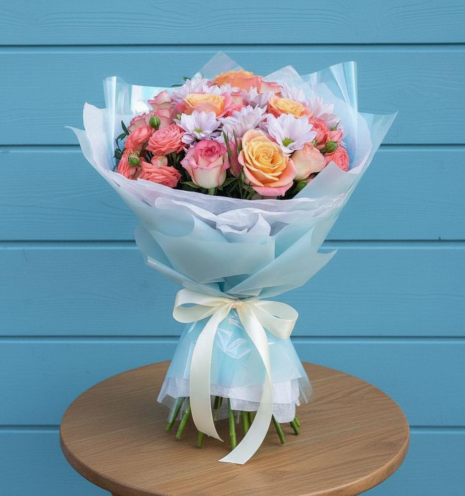 Букет цветов из: Хризантемы и Розы в Артемовском Свердловской области